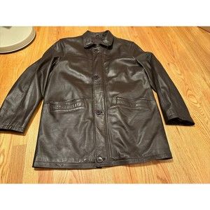 Vtg Raffaelo Brown Leather Jacket Coat Long Blazer  Mens S 2 Ply Vest Inside